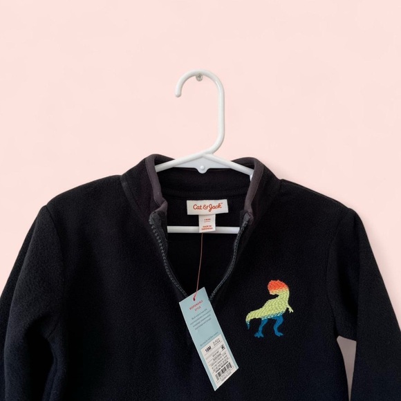18 Month Cat & Jack 3/4 Zip Up Cozy & Soft Pullover Dinosaur Fleece - Picture 4 of 8